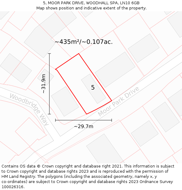5, MOOR PARK DRIVE, WOODHALL SPA, LN10 6GB: Plot and title map