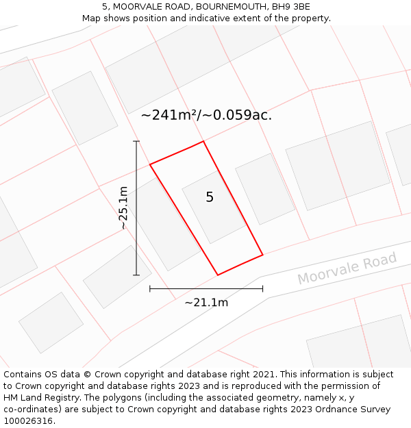 5, MOORVALE ROAD, BOURNEMOUTH, BH9 3BE: Plot and title map