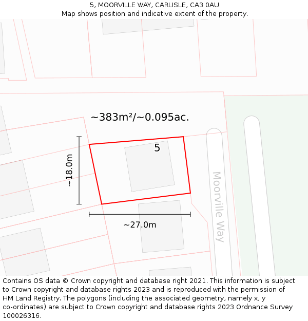 5, MOORVILLE WAY, CARLISLE, CA3 0AU: Plot and title map