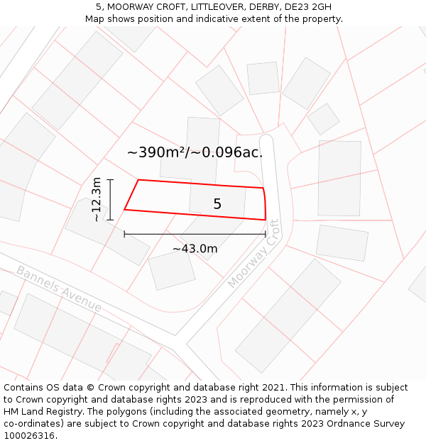 5, MOORWAY CROFT, LITTLEOVER, DERBY, DE23 2GH: Plot and title map