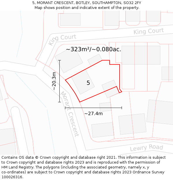 5, MORANT CRESCENT, BOTLEY, SOUTHAMPTON, SO32 2FY: Plot and title map