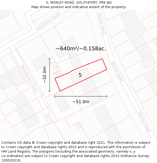 5, MORLEY ROAD, SOUTHPORT, PR9 9JS: Plot and title map