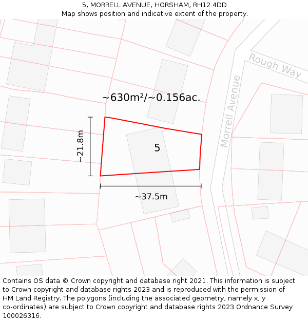 5, MORRELL AVENUE, HORSHAM, RH12 4DD: Plot and title map