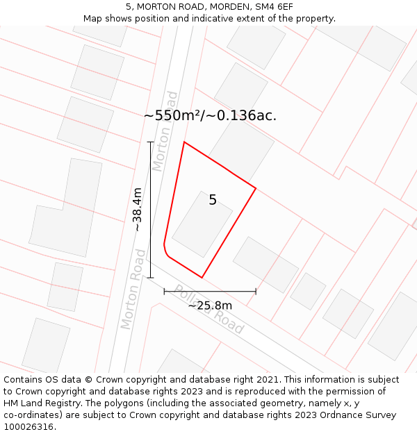 5, MORTON ROAD, MORDEN, SM4 6EF: Plot and title map