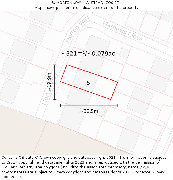 5, MORTON WAY, HALSTEAD, CO9 2BH: Plot and title map