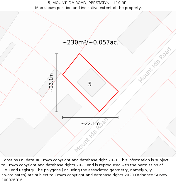 5, MOUNT IDA ROAD, PRESTATYN, LL19 9EL: Plot and title map