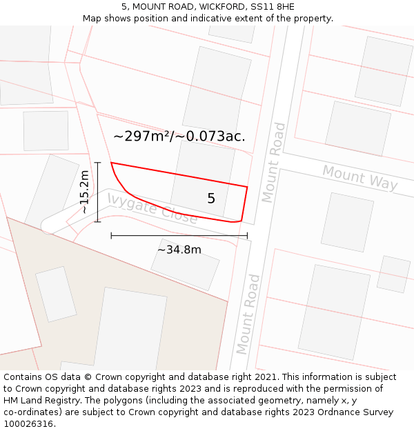 5, MOUNT ROAD, WICKFORD, SS11 8HE: Plot and title map