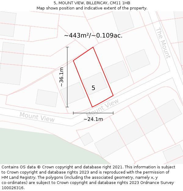 5, MOUNT VIEW, BILLERICAY, CM11 1HB: Plot and title map