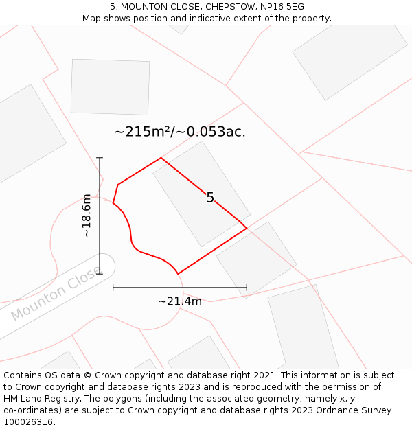 5, MOUNTON CLOSE, CHEPSTOW, NP16 5EG: Plot and title map