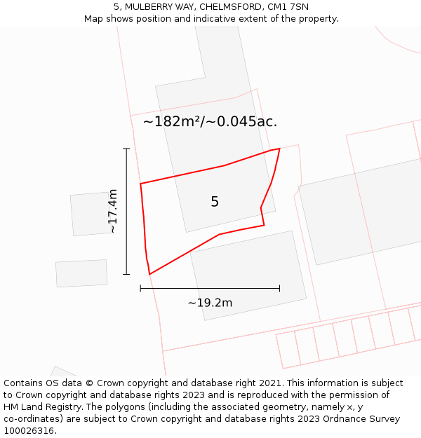 5, MULBERRY WAY, CHELMSFORD, CM1 7SN: Plot and title map