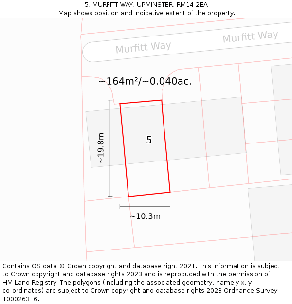 5, MURFITT WAY, UPMINSTER, RM14 2EA: Plot and title map