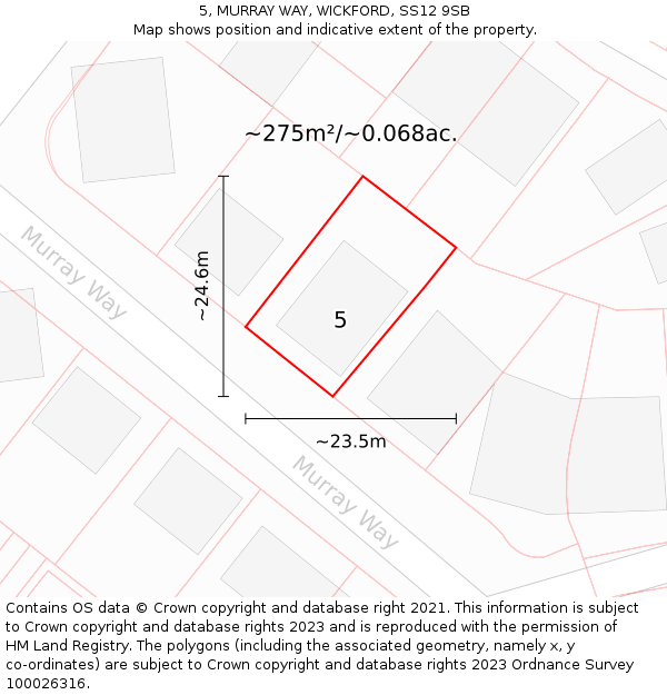 5, MURRAY WAY, WICKFORD, SS12 9SB: Plot and title map