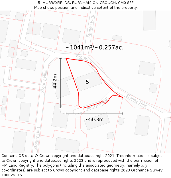 5, MURRAYFIELDS, BURNHAM-ON-CROUCH, CM0 8FE: Plot and title map