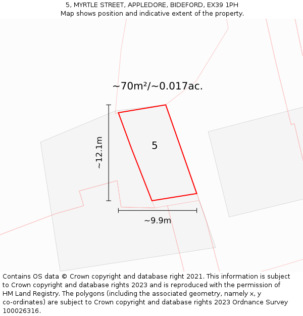 5, MYRTLE STREET, APPLEDORE, BIDEFORD, EX39 1PH: Plot and title map