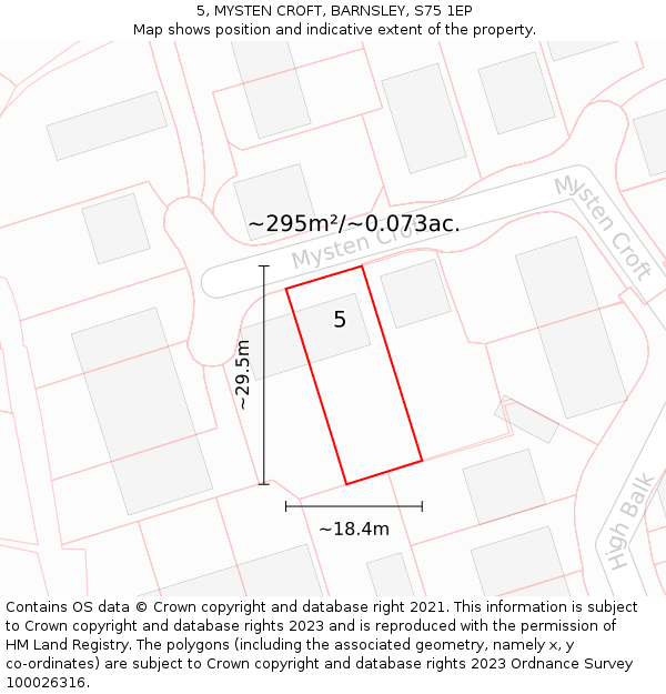 5, MYSTEN CROFT, BARNSLEY, S75 1EP: Plot and title map