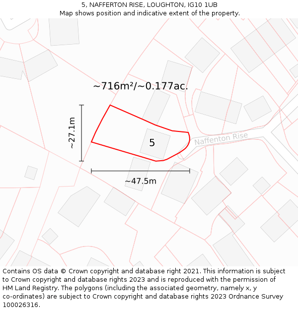 5, NAFFERTON RISE, LOUGHTON, IG10 1UB: Plot and title map