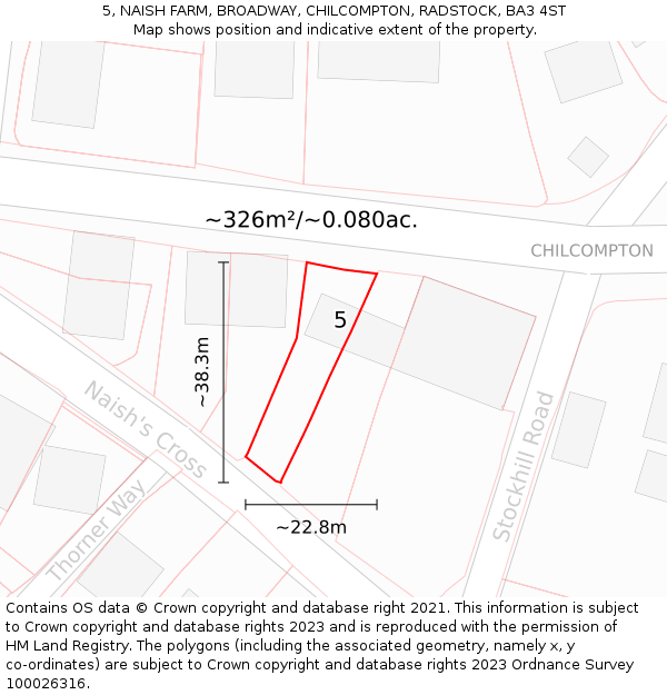 5, NAISH FARM, BROADWAY, CHILCOMPTON, RADSTOCK, BA3 4ST: Plot and title map
