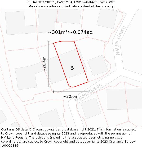 5, NALDER GREEN, EAST CHALLOW, WANTAGE, OX12 9WE: Plot and title map