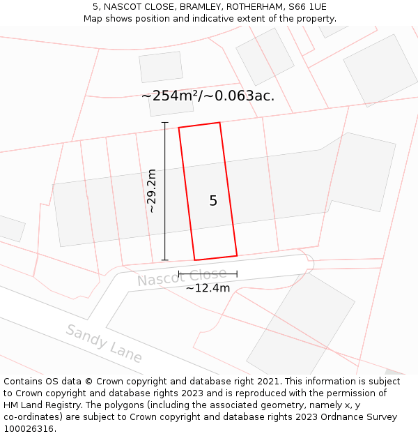 5, NASCOT CLOSE, BRAMLEY, ROTHERHAM, S66 1UE: Plot and title map