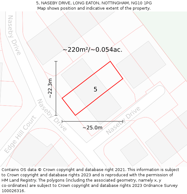 5, NASEBY DRIVE, LONG EATON, NOTTINGHAM, NG10 1PG: Plot and title map