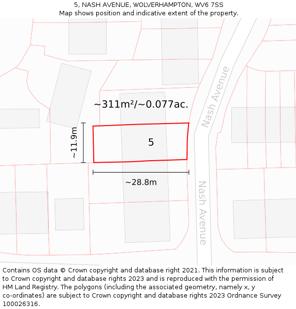 5, NASH AVENUE, WOLVERHAMPTON, WV6 7SS: Plot and title map