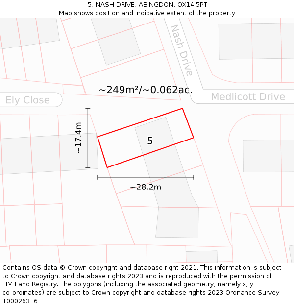 5, NASH DRIVE, ABINGDON, OX14 5PT: Plot and title map