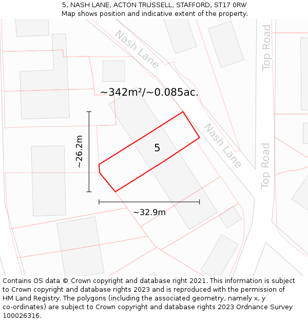 5, NASH LANE, ACTON TRUSSELL, STAFFORD, ST17 0RW: Plot and title map