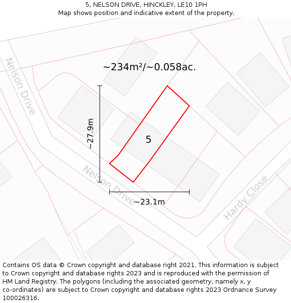 5, NELSON DRIVE, HINCKLEY, LE10 1PH: Plot and title map