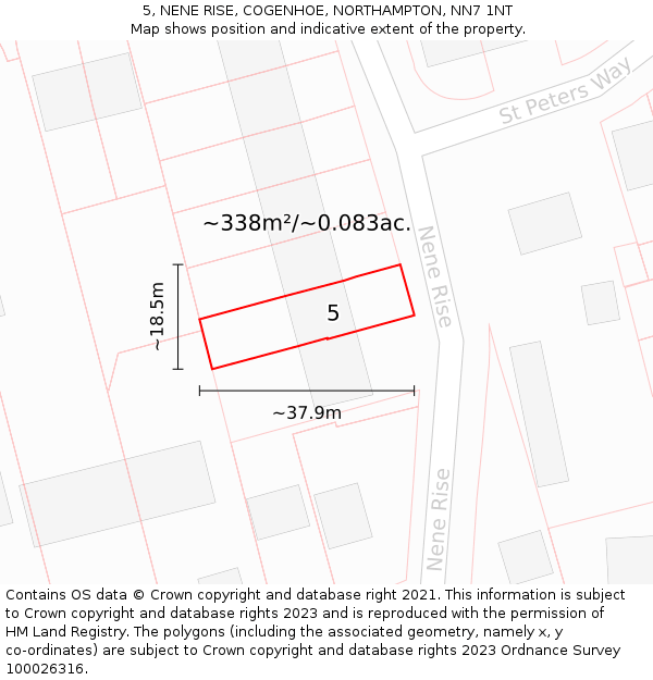 5, NENE RISE, COGENHOE, NORTHAMPTON, NN7 1NT: Plot and title map