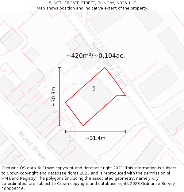 5, NETHERGATE STREET, BUNGAY, NR35 1HE: Plot and title map