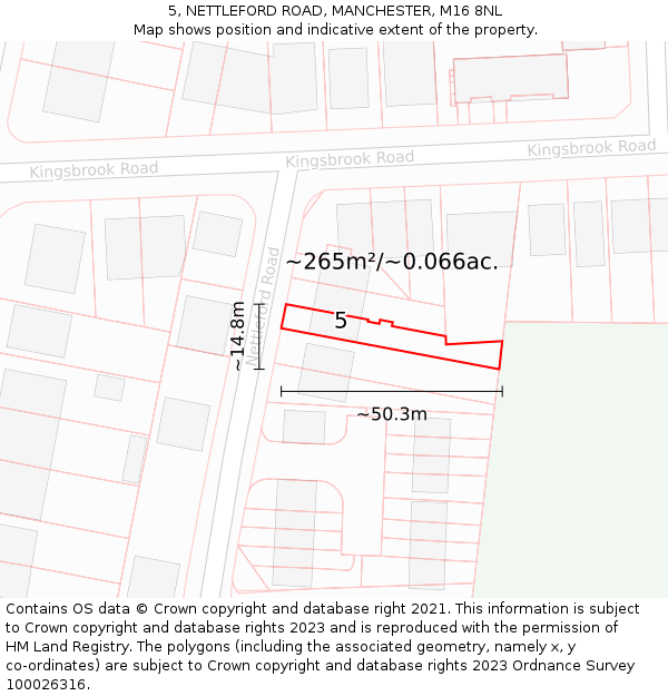 5, NETTLEFORD ROAD, MANCHESTER, M16 8NL: Plot and title map