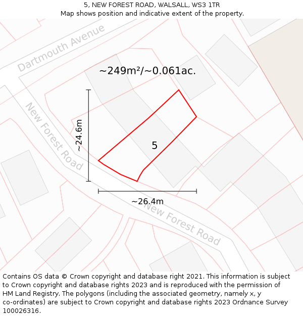 5, NEW FOREST ROAD, WALSALL, WS3 1TR: Plot and title map