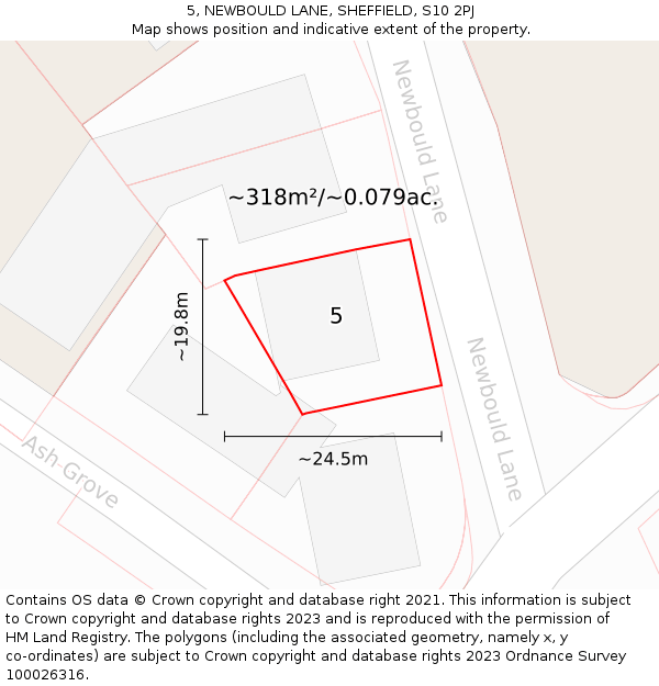 5, NEWBOULD LANE, SHEFFIELD, S10 2PJ: Plot and title map