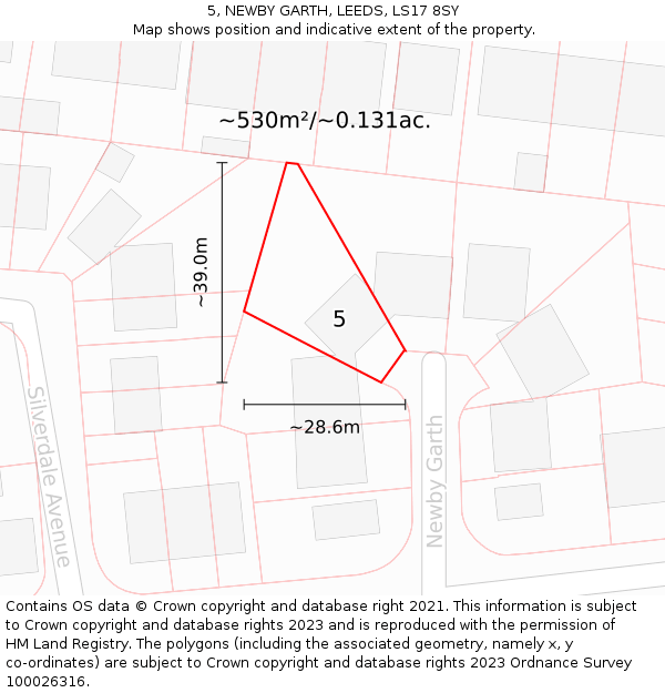 5, NEWBY GARTH, LEEDS, LS17 8SY: Plot and title map
