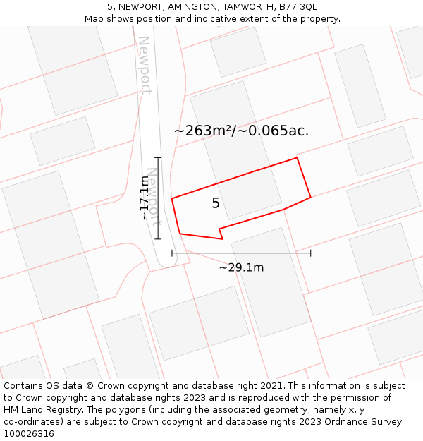 5, NEWPORT, AMINGTON, TAMWORTH, B77 3QL: Plot and title map