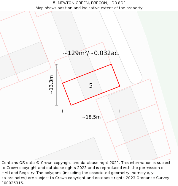 5, NEWTON GREEN, BRECON, LD3 8DF: Plot and title map