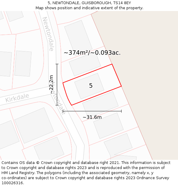 5, NEWTONDALE, GUISBOROUGH, TS14 8EY: Plot and title map