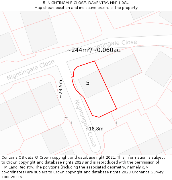 5, NIGHTINGALE CLOSE, DAVENTRY, NN11 0GU: Plot and title map