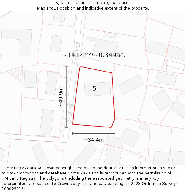 5, NORTHDENE, BIDEFORD, EX39 3NZ: Plot and title map
