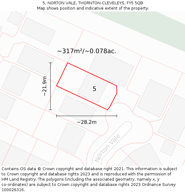 5, NORTON VALE, THORNTON-CLEVELEYS, FY5 5QB: Plot and title map
