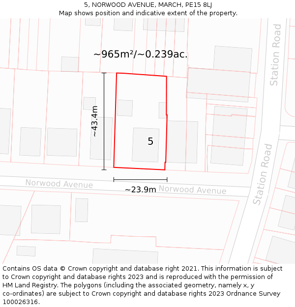 5, NORWOOD AVENUE, MARCH, PE15 8LJ: Plot and title map