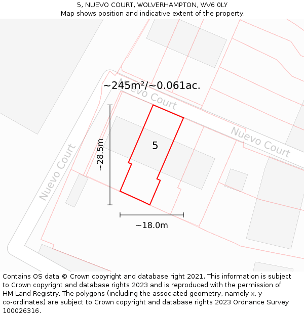 5, NUEVO COURT, WOLVERHAMPTON, WV6 0LY: Plot and title map
