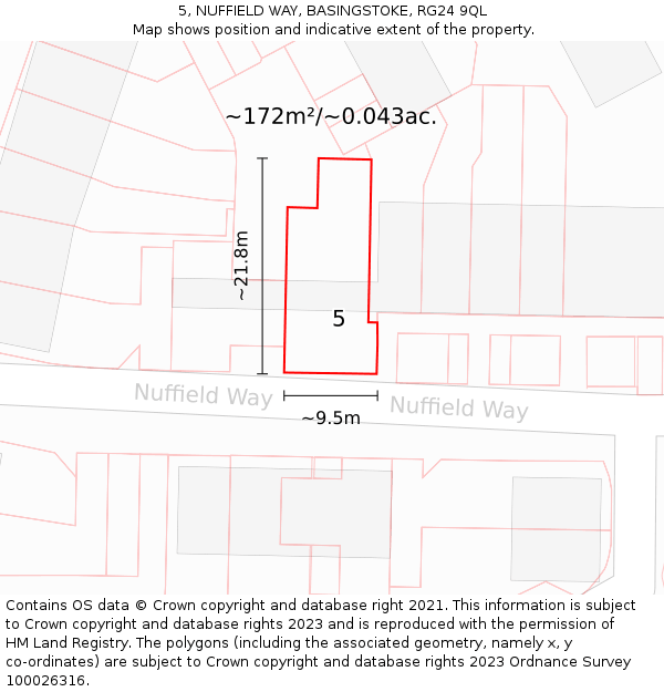 5, NUFFIELD WAY, BASINGSTOKE, RG24 9QL: Plot and title map