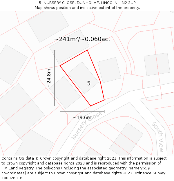 5, NURSERY CLOSE, DUNHOLME, LINCOLN, LN2 3UP: Plot and title map