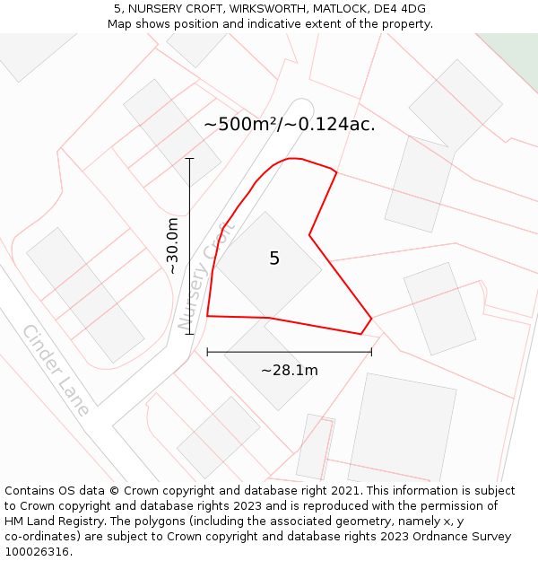 5, NURSERY CROFT, WIRKSWORTH, MATLOCK, DE4 4DG: Plot and title map