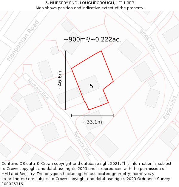 5, NURSERY END, LOUGHBOROUGH, LE11 3RB: Plot and title map