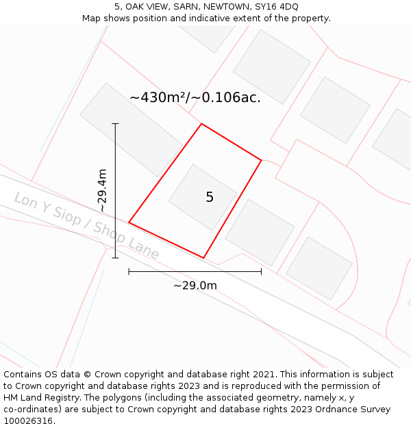 5, OAK VIEW, SARN, NEWTOWN, SY16 4DQ: Plot and title map