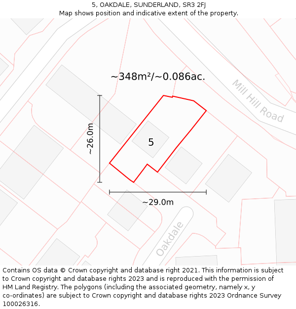 5, OAKDALE, SUNDERLAND, SR3 2FJ: Plot and title map