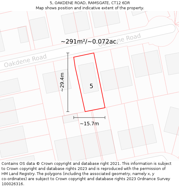 5, OAKDENE ROAD, RAMSGATE, CT12 6DR: Plot and title map
