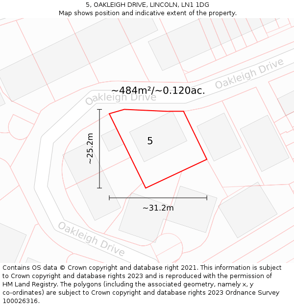 5, OAKLEIGH DRIVE, LINCOLN, LN1 1DG: Plot and title map